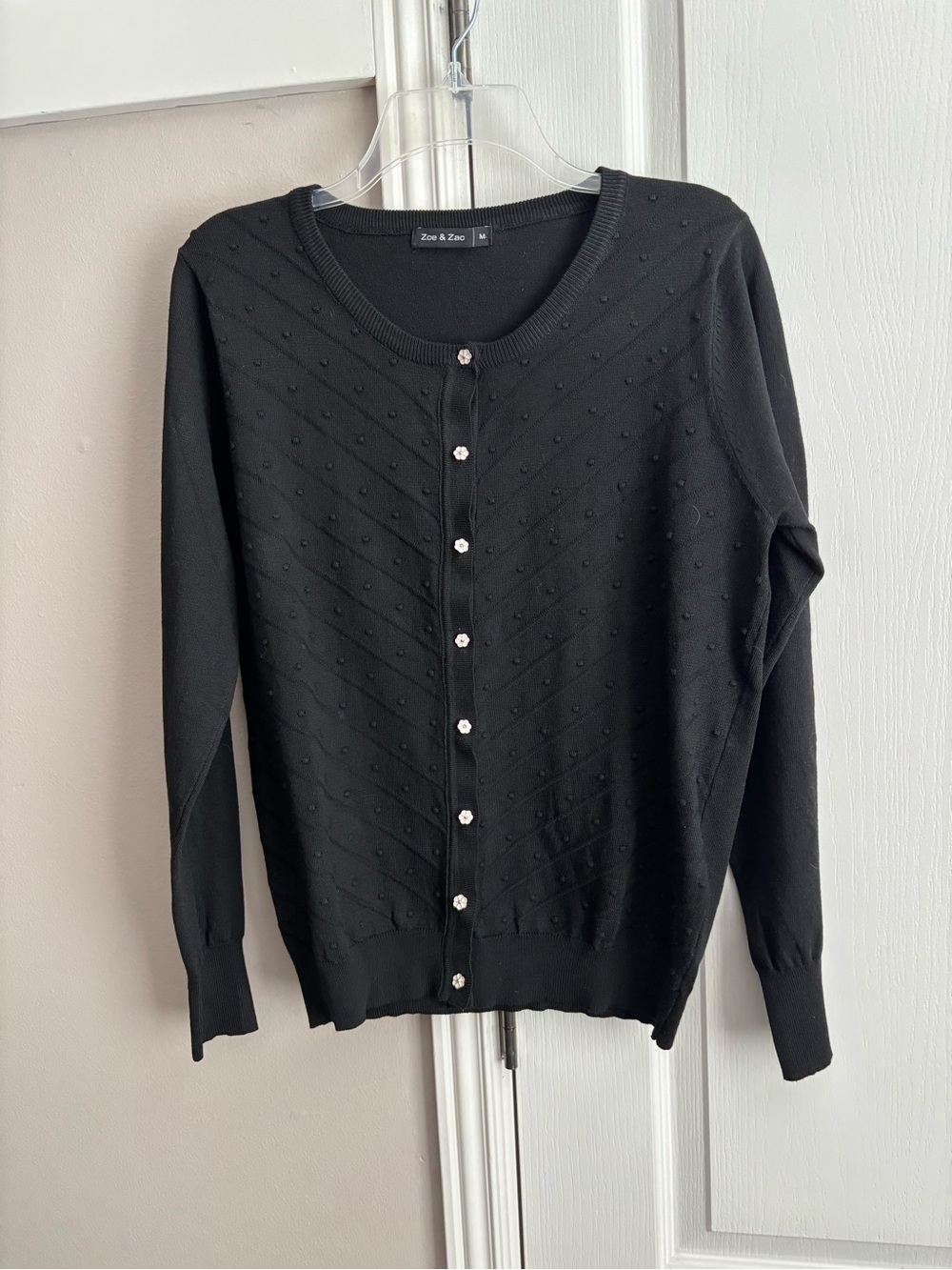 Zoe & Zac Black Embellished Button-Front Cardigan